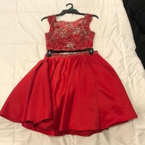 Red sequin 2 piece dress